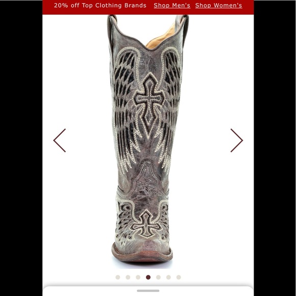 Corral Black Sequin Inlay Cross & Wing Snip toe - Picture 5 of 6